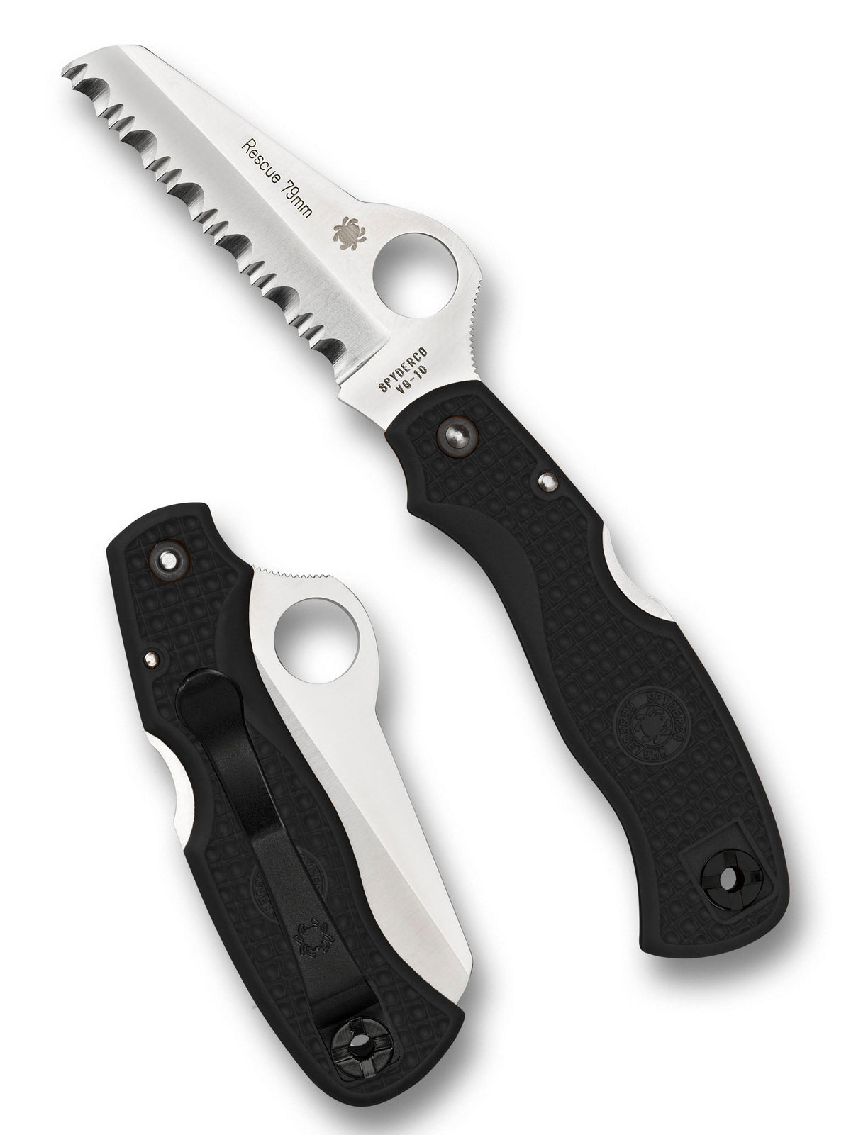 Spyderco Rescue 79mm black folding rescue knife