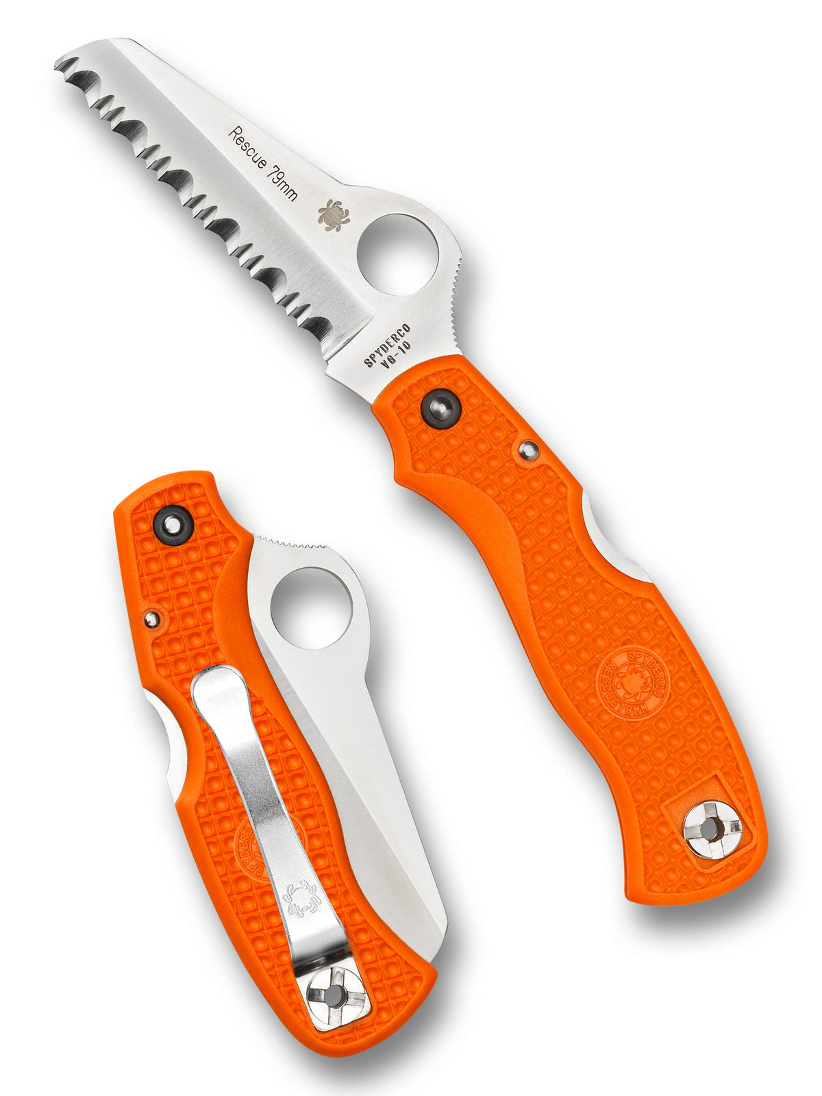 Spyderco Rescue 79mm orange folding rescue knife
