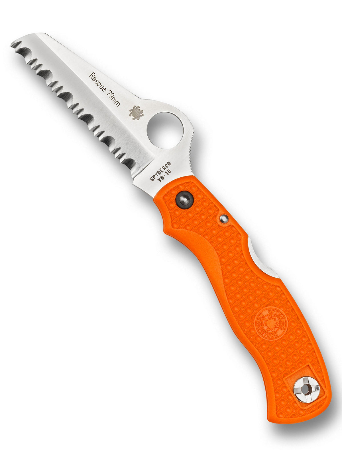 Spyderco Rescue 79mm orange folding rescue knife