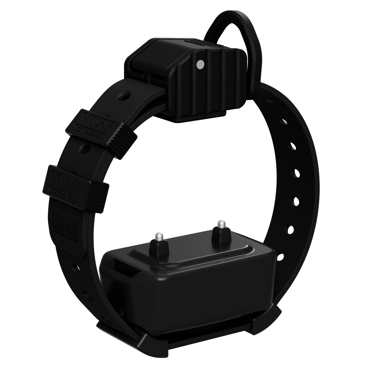 Hoss Straps Pro Series Training Collar Setup - black strap with device example, product view