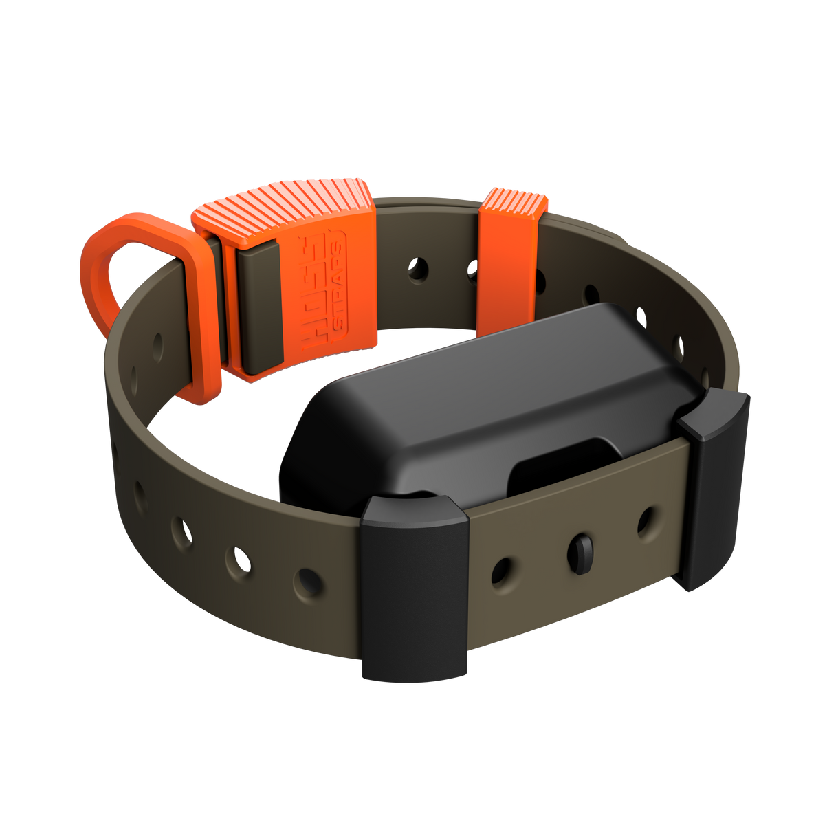 Hoss Straps Training Collar Setup - olive with orange buckle and collar device example, product view