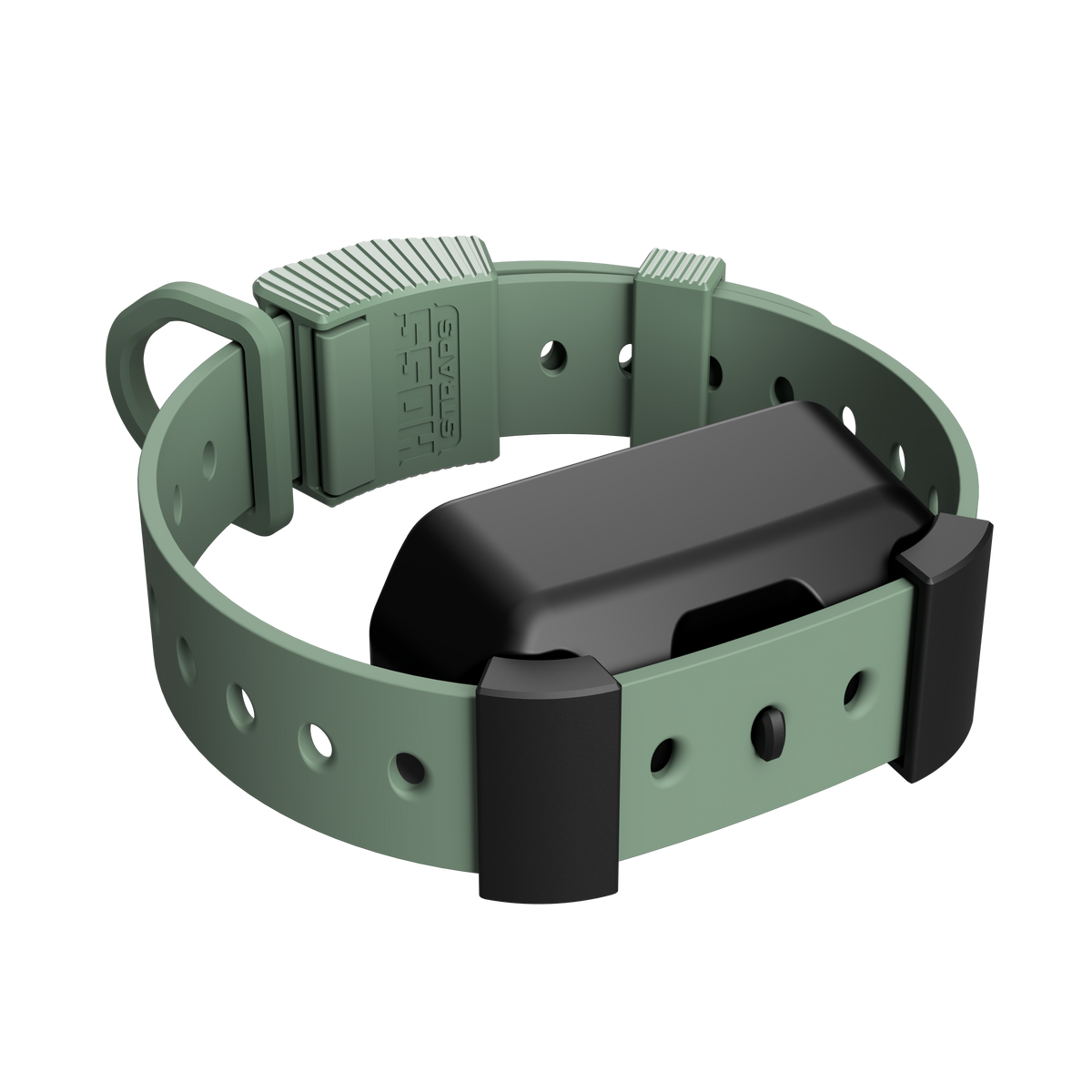 Hoss Straps Training Collar Setup - muted green with collar device example, product view