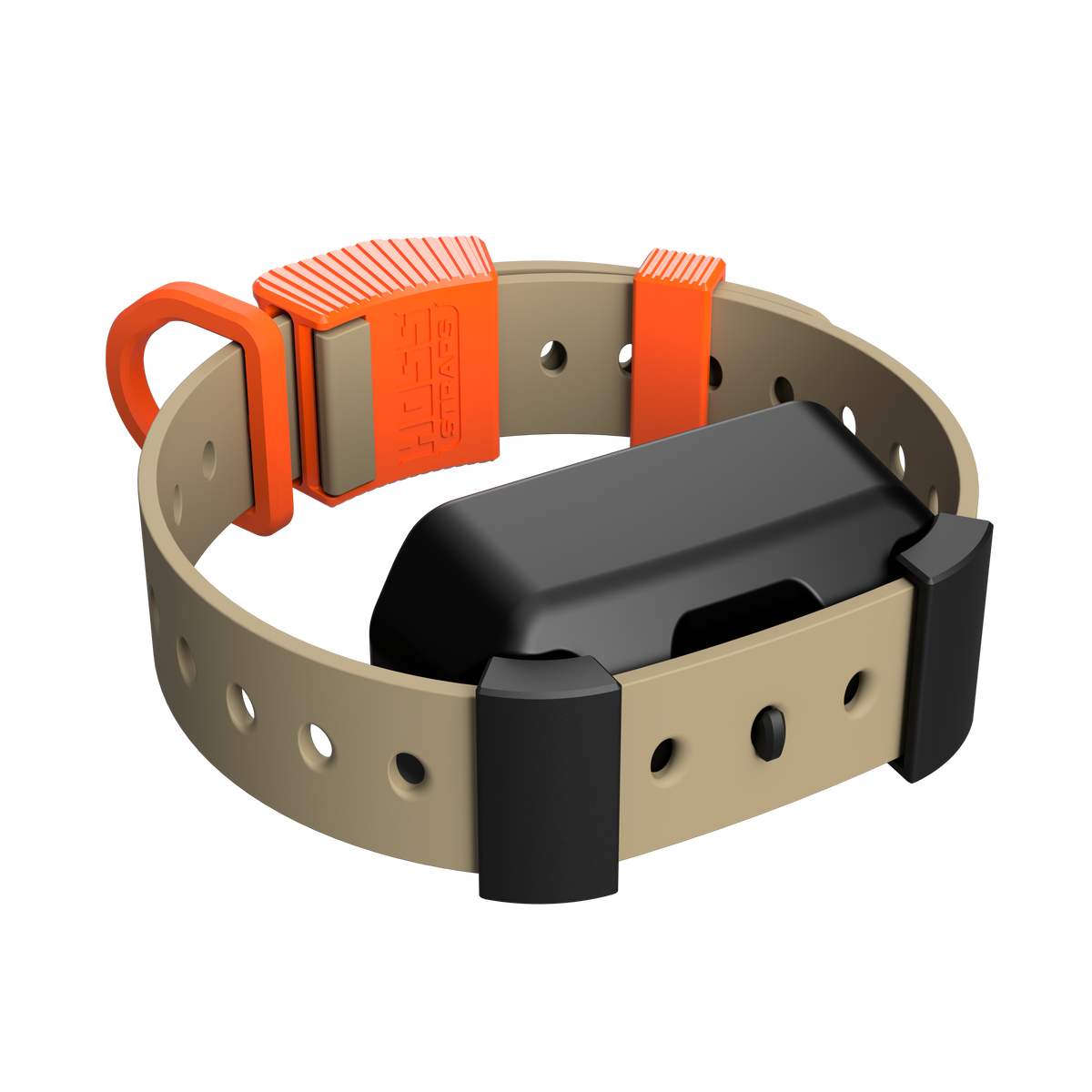 Hoss Straps Training Collar Setup - tan with orange buckle and collar device example, product view