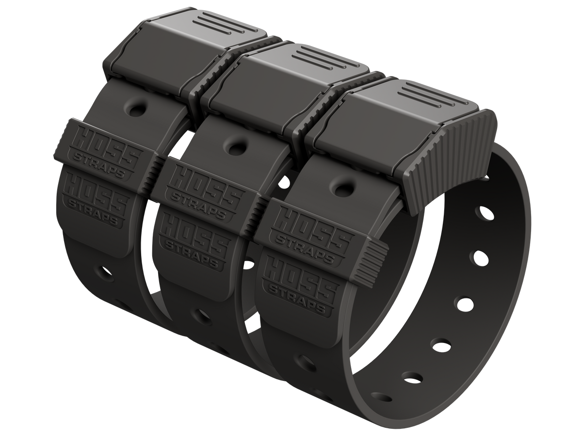 Hoss Straps Gear Straps 12-Inch - three dark gray straps example, product view