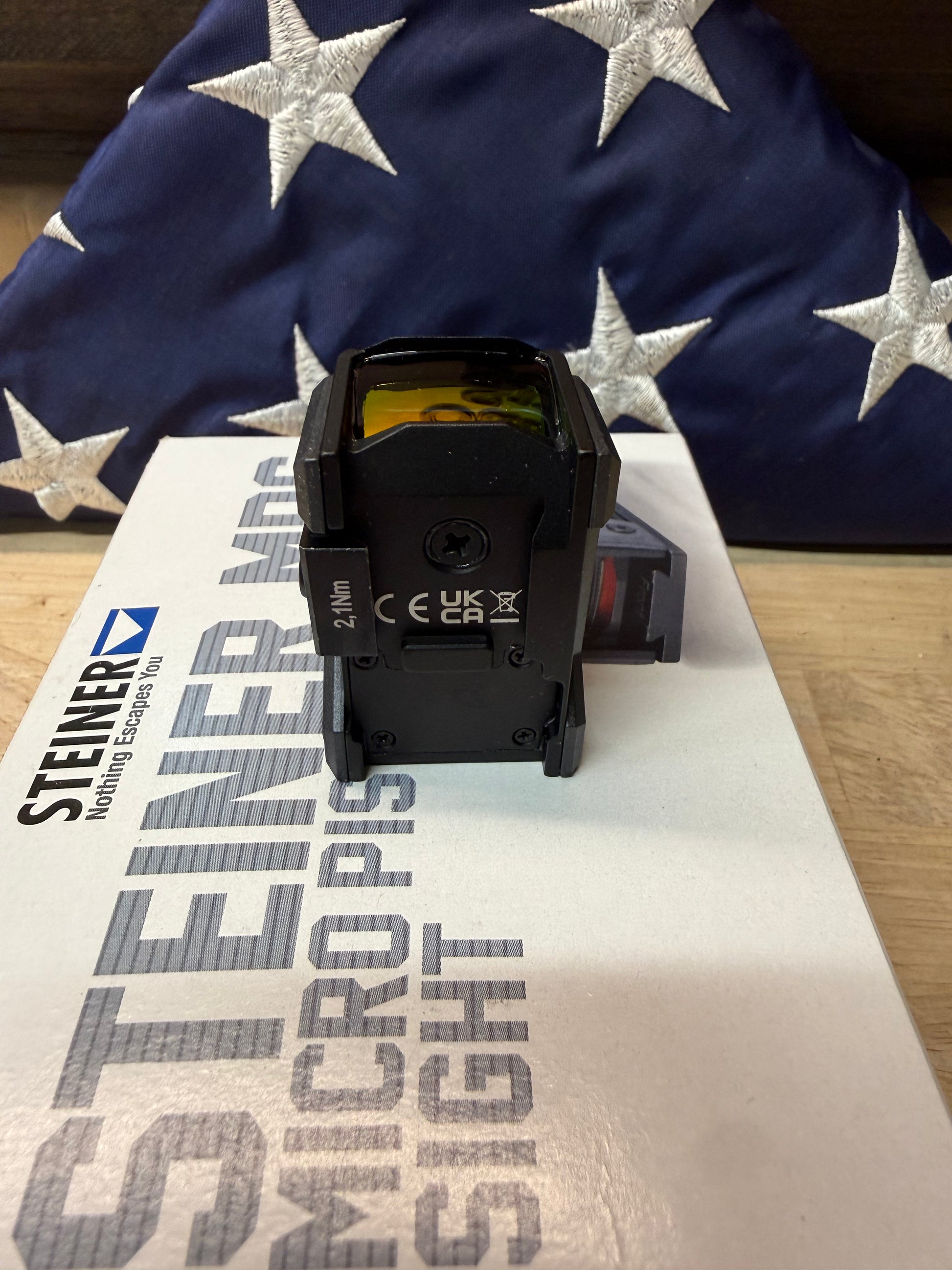 Steiner MPS sight with mounting side and optical window visible
