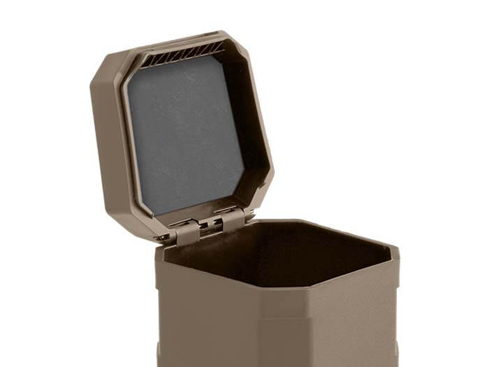Flat Dark Earth Magpul DAKA Can 2.0 with the lid open, showing the interior lining