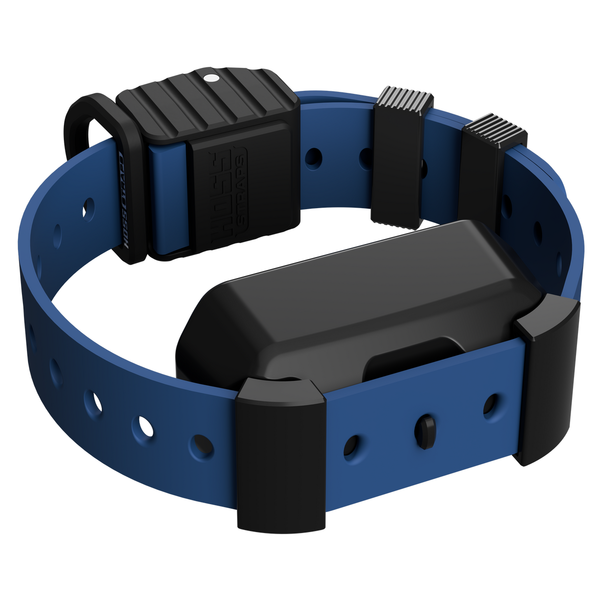 Hoss Straps Pro Series Training Collar Setup - blue strap with black device example, product view