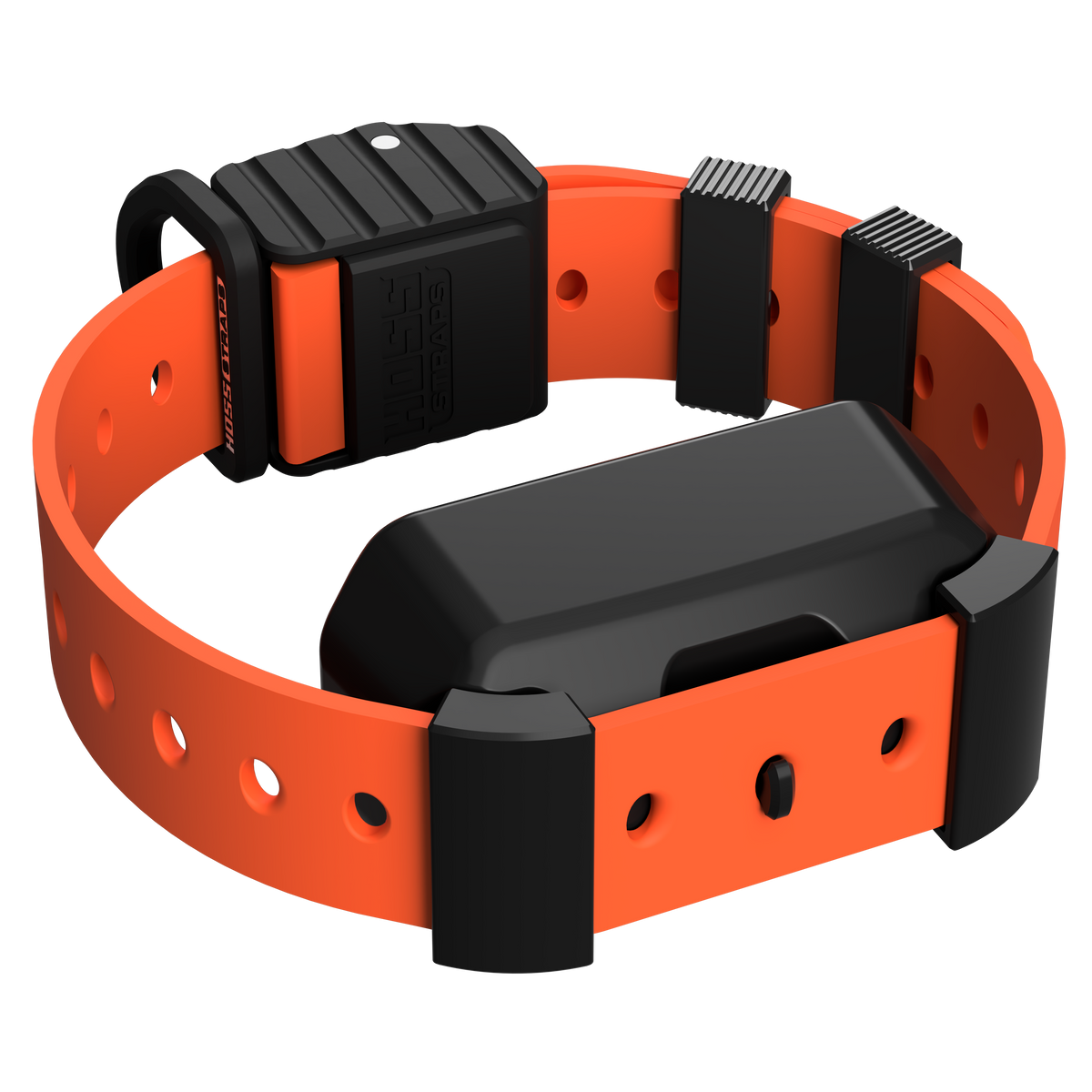 Hoss Straps Pro Series Training Collar Setup - orange strap with black device example, product view