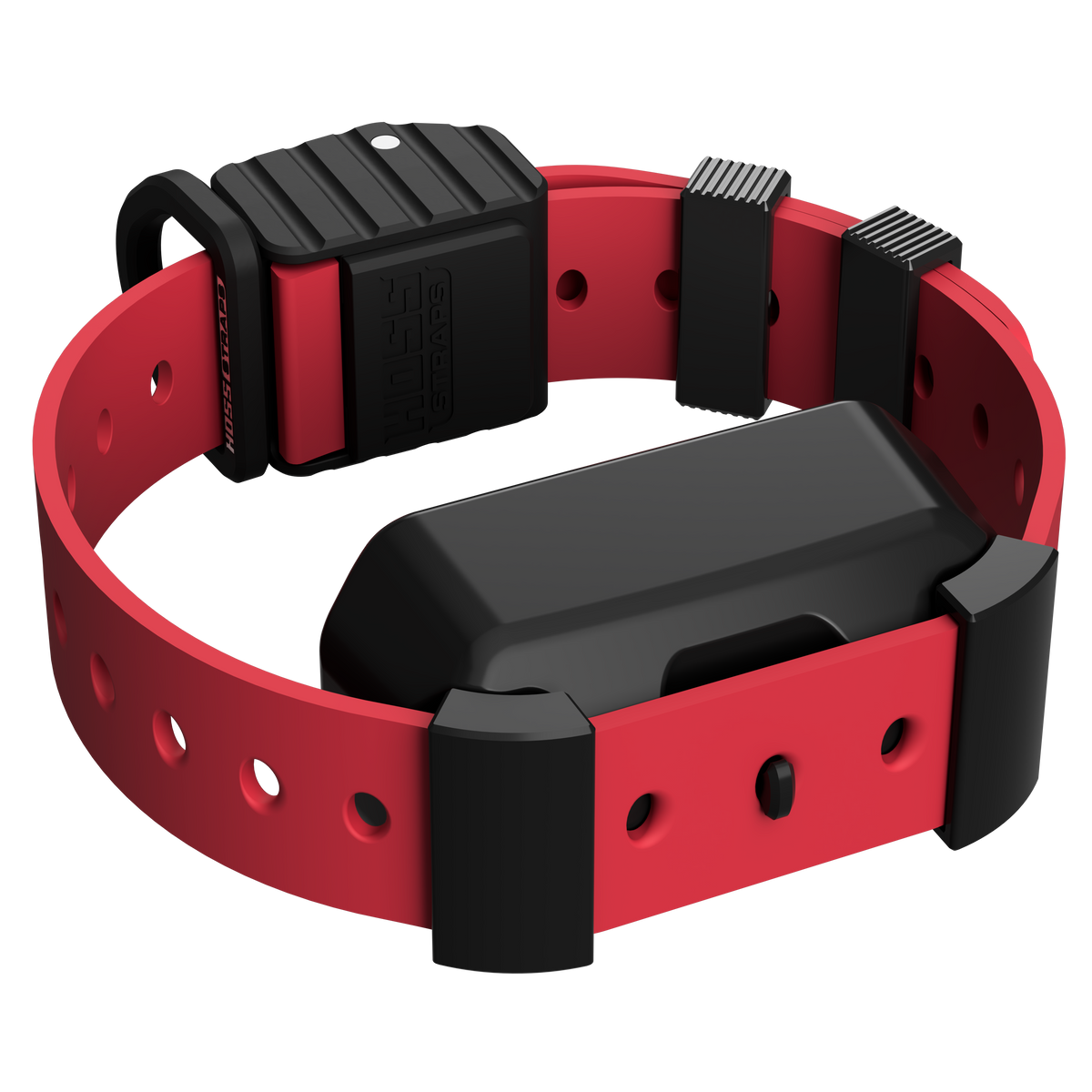 Hoss Straps Pro Series Training Collar Setup - red strap with black device example, product view