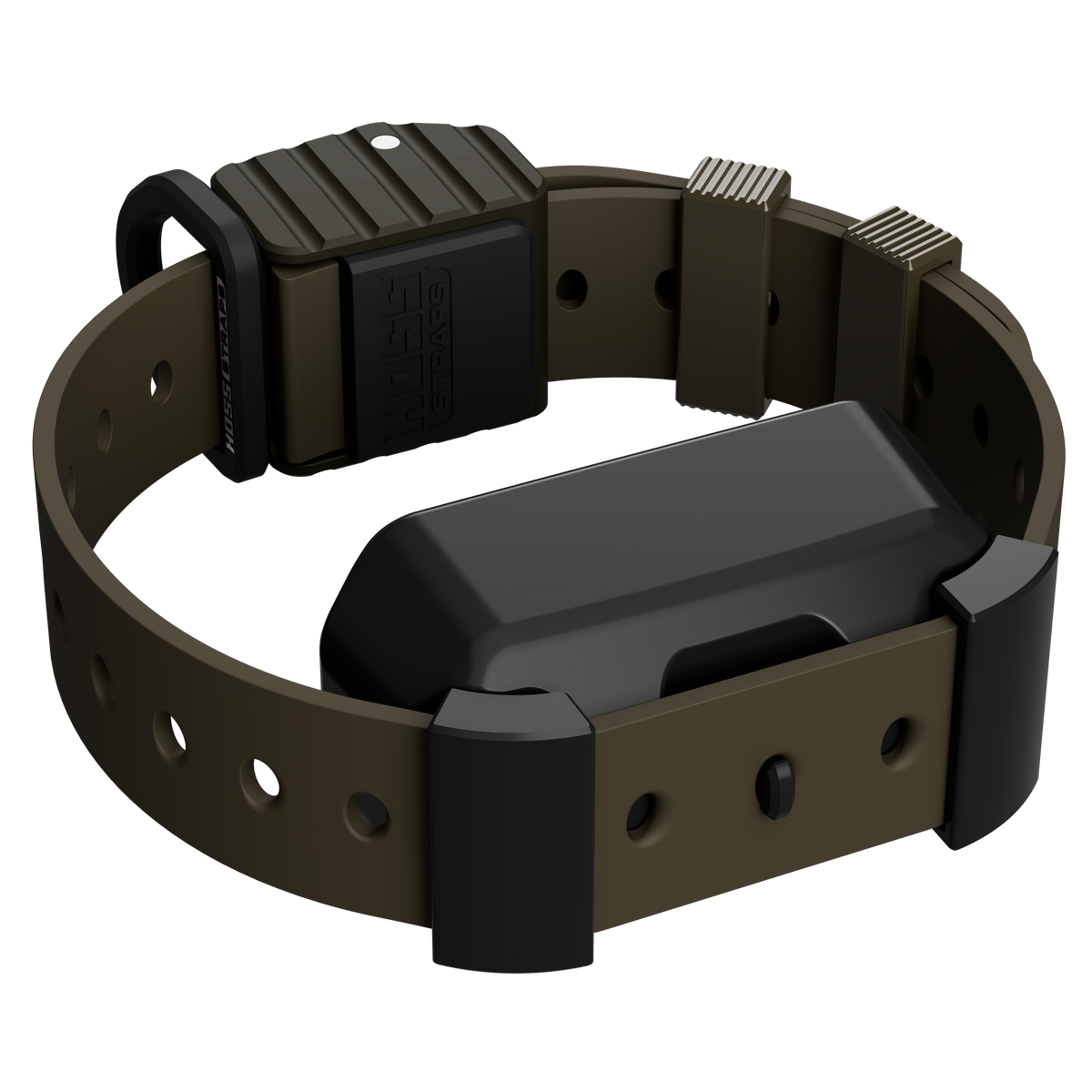 Hoss Straps Pro Series Training Collar Setup - olive strap with black device example, product view