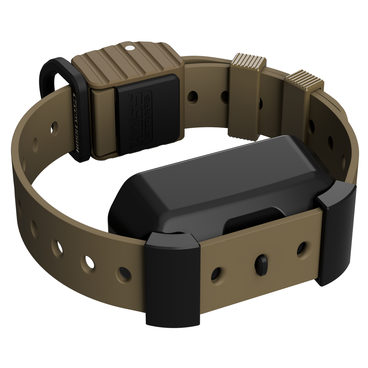 Hoss Straps Pro Series Training Collar Setup - tan strap with black device example, product view