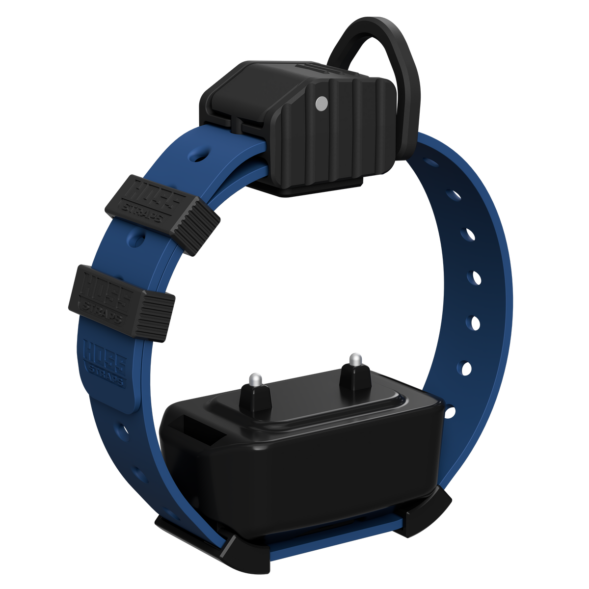 Hoss Straps Pro Series Training Collar Setup - blue strap with device example, product view