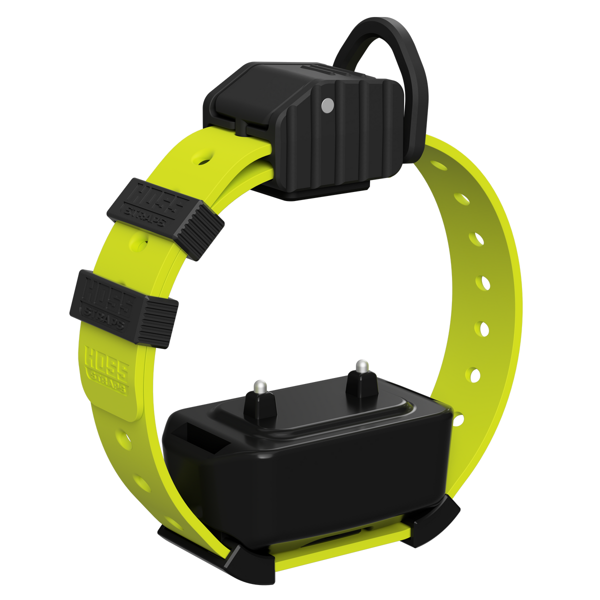 Hoss Straps Pro Series Training Collar Setup - bright yellow strap with device example, product view