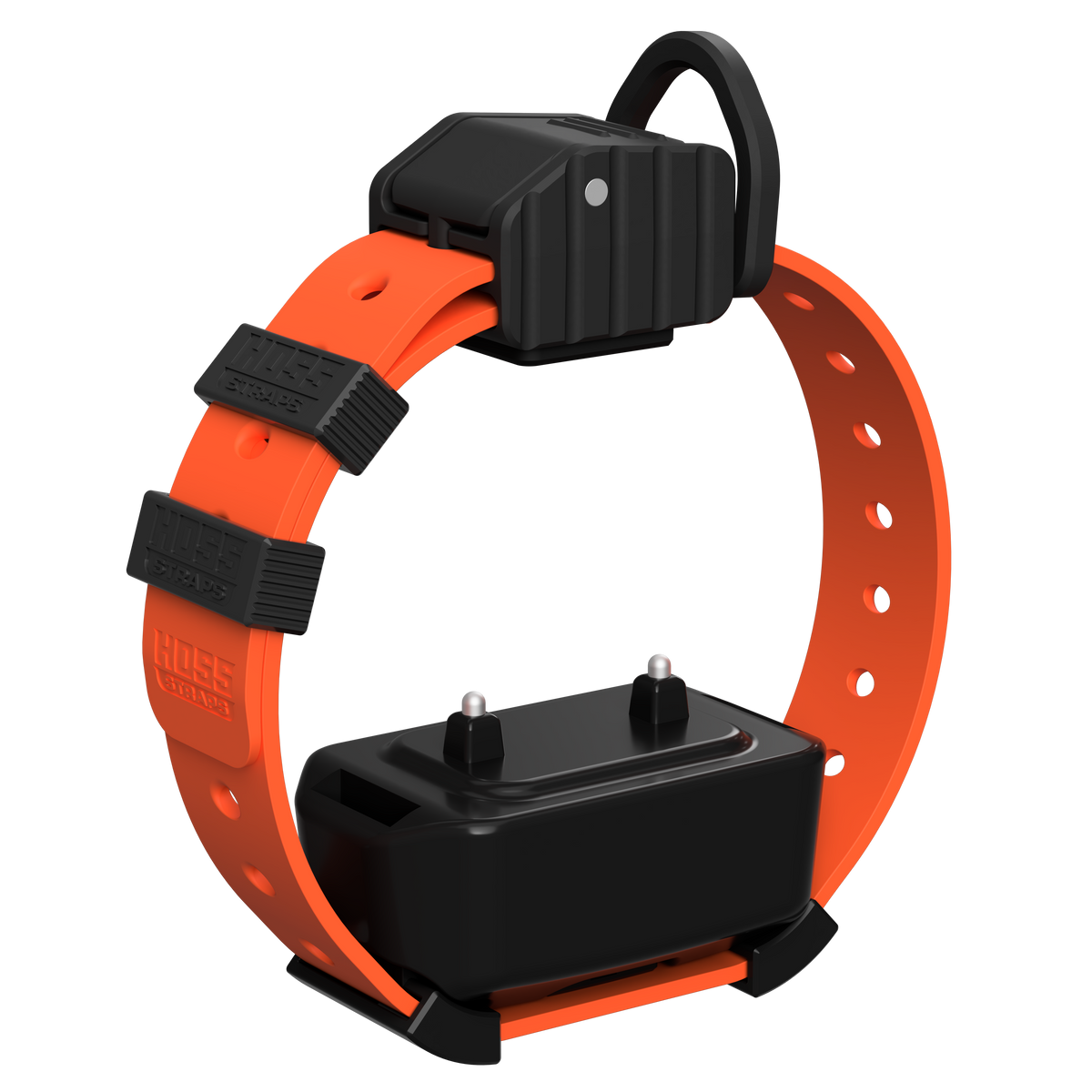 Hoss Straps Pro Series Training Collar Setup - orange strap with device example, product view