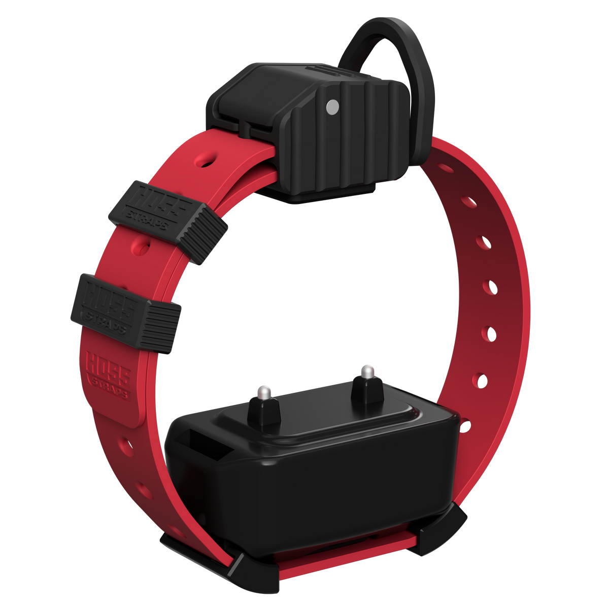 Hoss Straps Pro Series Training Collar Setup - red strap with device example, product view