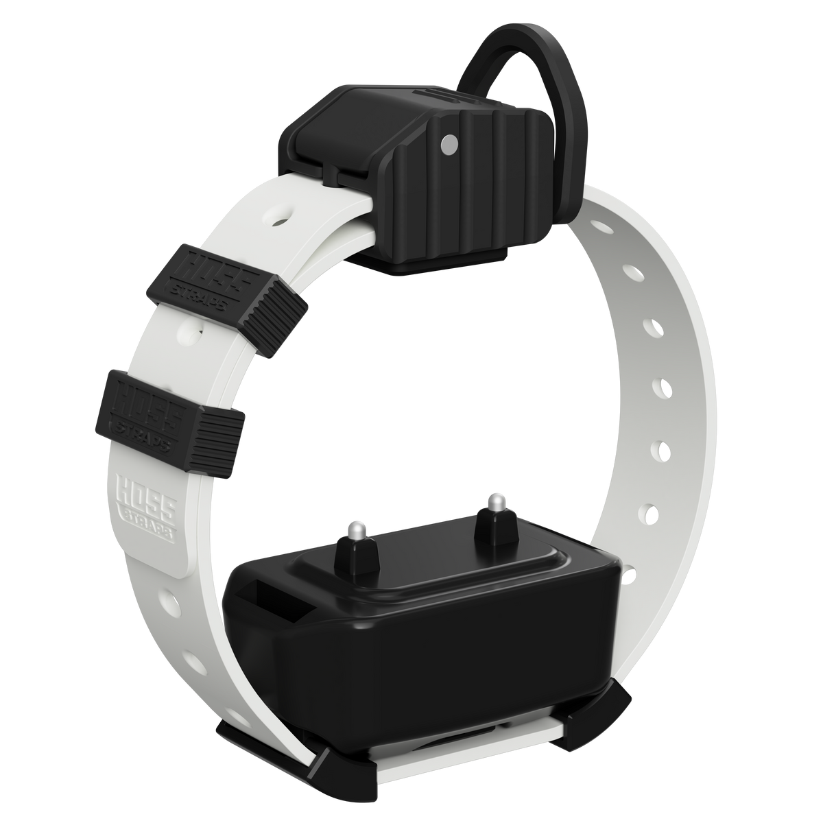 Hoss Straps Pro Series Training Collar Setup - white strap with device example, product view