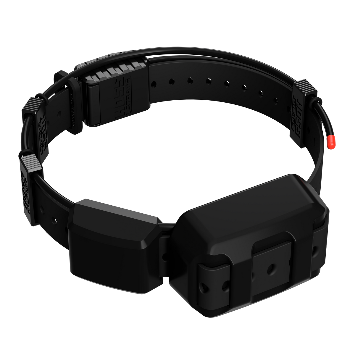 Hoss Straps Tracking Collar 1" Replacement Strap Kit - black strap and device example, product view