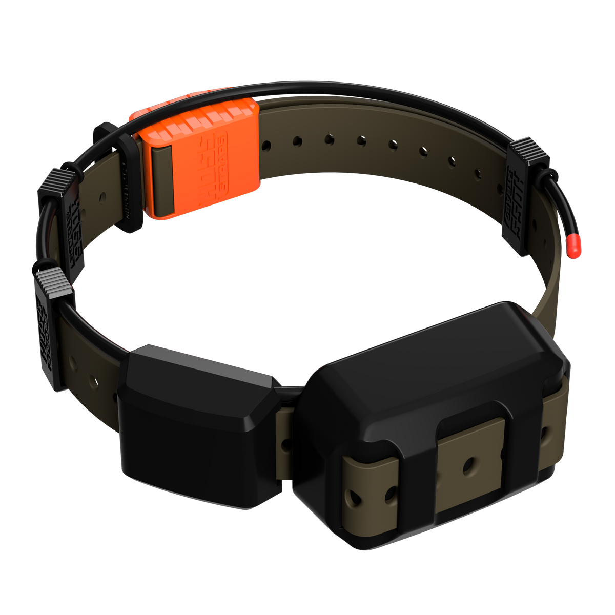 Hoss Straps Tracking Collar 1" Replacement Strap Kit - tan strap with orange buckle and black device example, product view