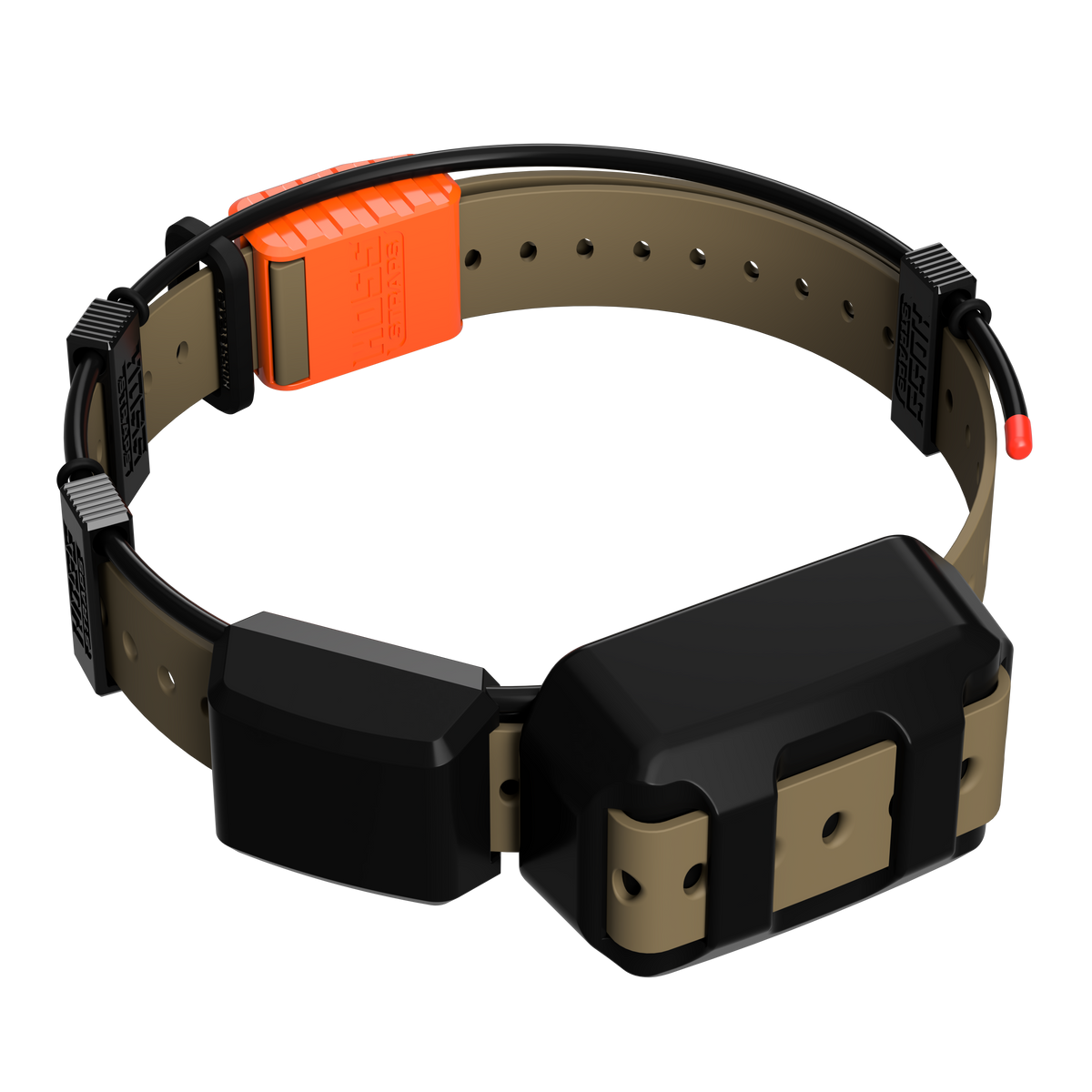 Hoss Straps Tracking Collar 1" Replacement Strap Kit - tan tracking strap with black device example, product view