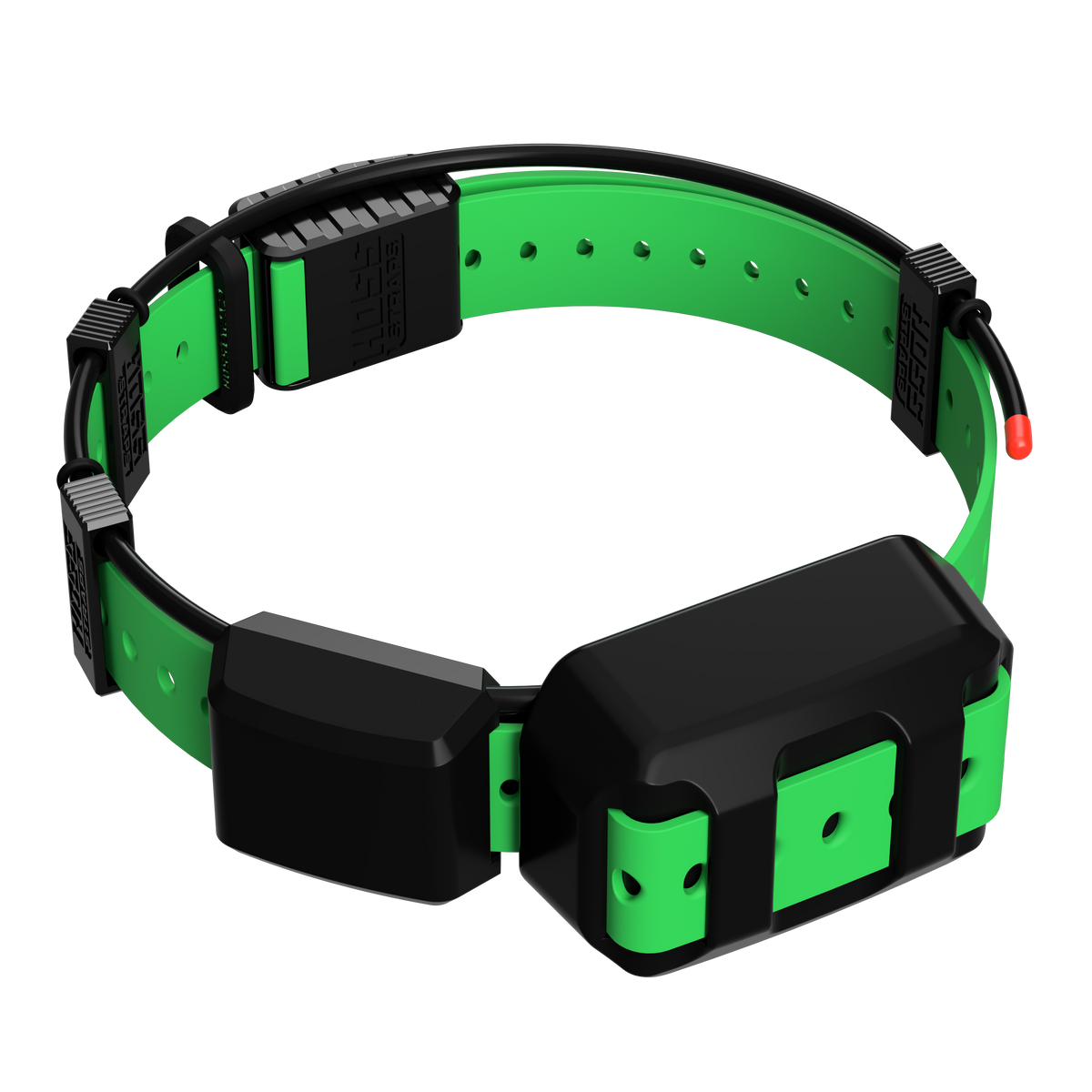 Hoss Straps Tracking Collar 1" Replacement Strap Kit - bright green strap and black device example, product view