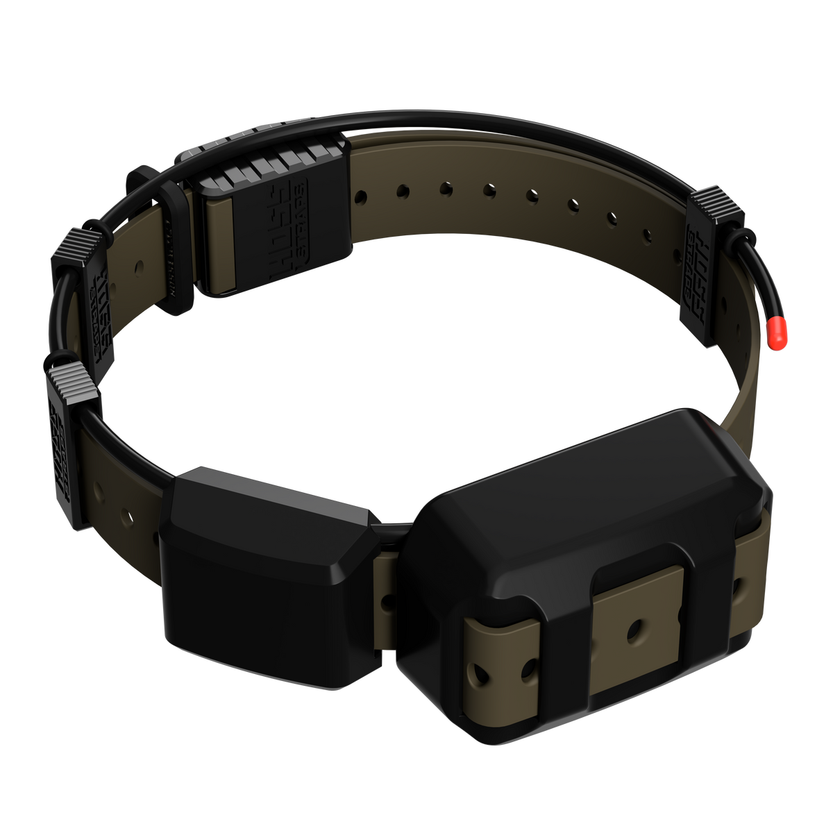 Hoss Straps Tracking Collar 1" Replacement Strap Kit - olive strap and black device example, product view