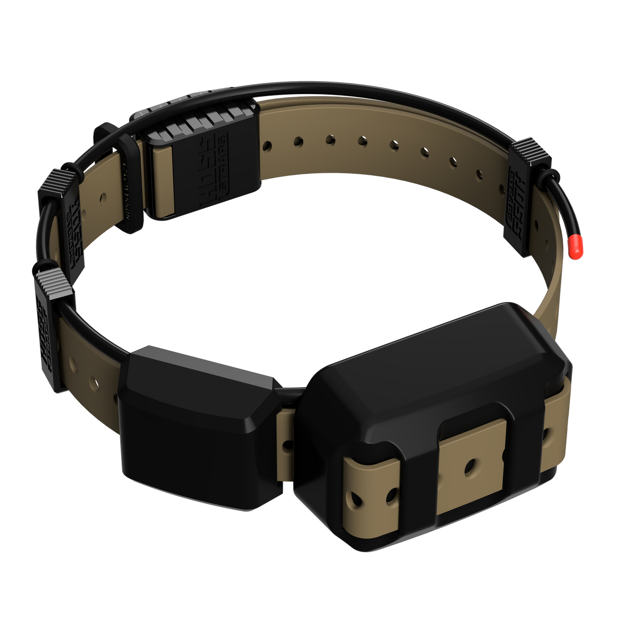 Hoss Straps Tracking Collar 1" Replacement Strap Kit - tan strap and black device example, product view