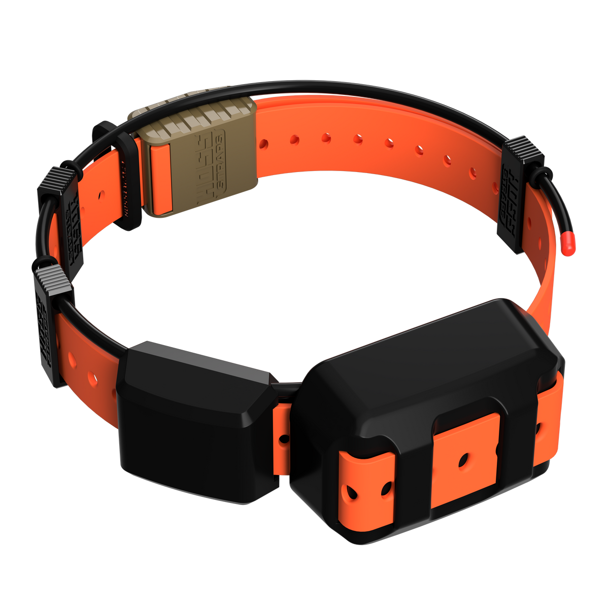 Hoss Straps Tracking Collar 1" Replacement Strap Kit - orange strap and black device example, product view