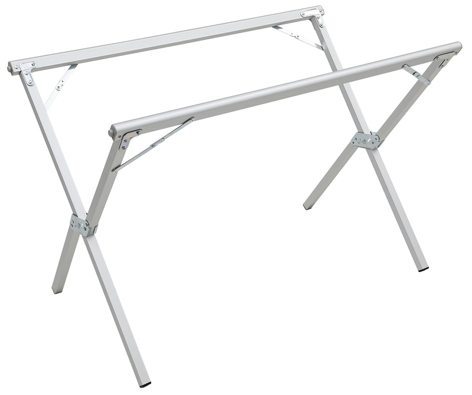 ALPS Regular Dining Table aluminum X-frame with the tabletop removed
