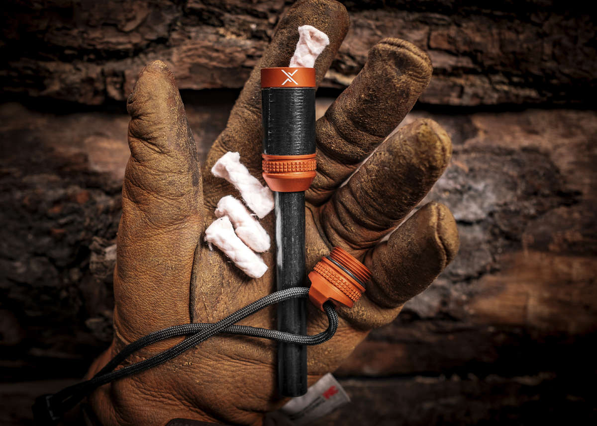 Exotac fireROD tinder-storage capsule opened