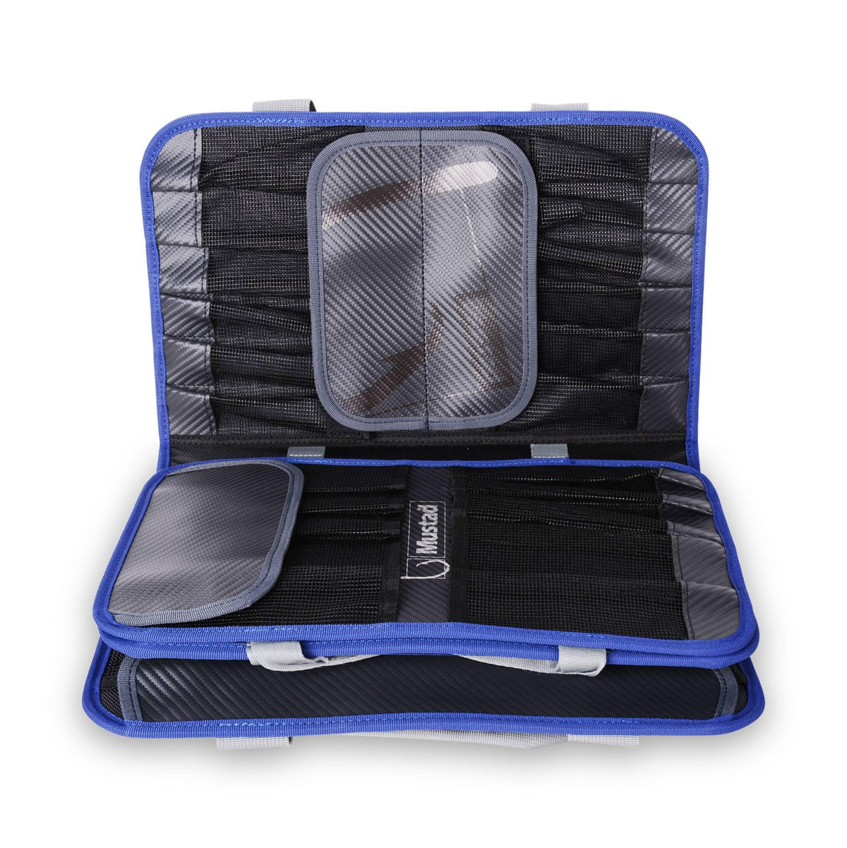 Mustad jig bag opened to show mesh compartments