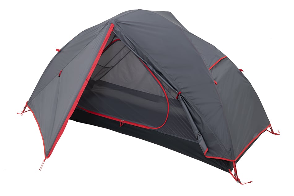 ALPS Helix 1 tent with the vestibule open and mesh door visible