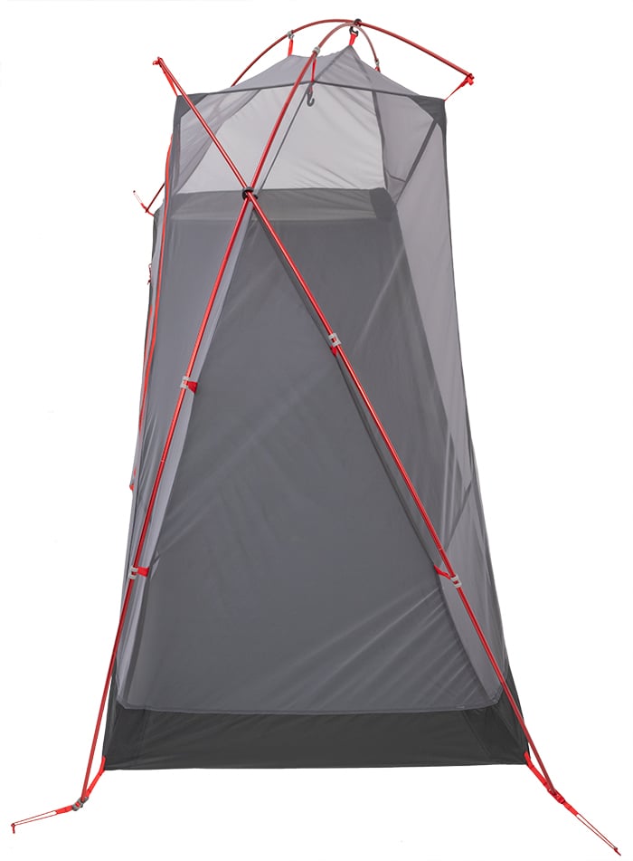 Overhead view of an ALPS Helix tent body and crossing pole frame
