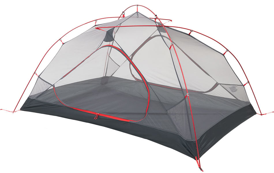 Side view of the ALPS Helix 2 mesh inner tent without its rainfly