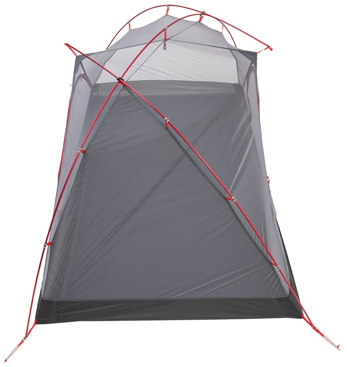 Overhead view of an ALPS Helix tent body and crossing pole frame