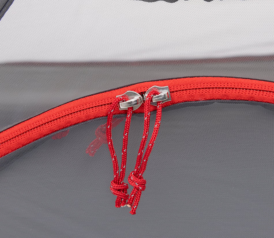 Twin zipper pulls on the ALPS Helix mesh tent door