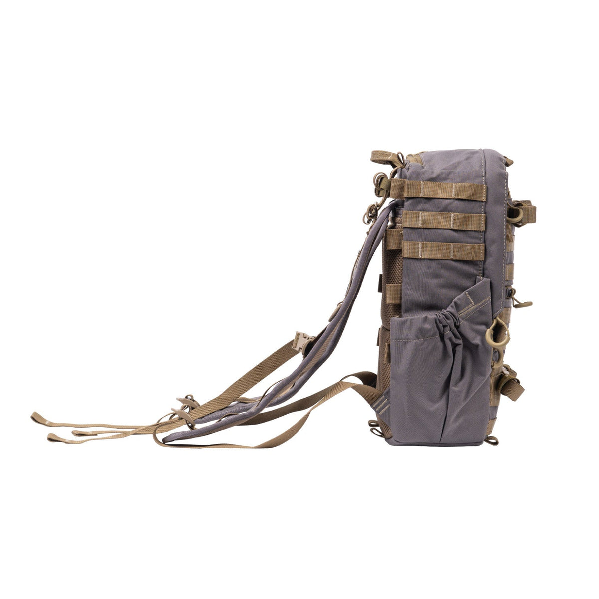 Latitude Outdoors Ranger 11 Gray hunting backpack, side and suspension view