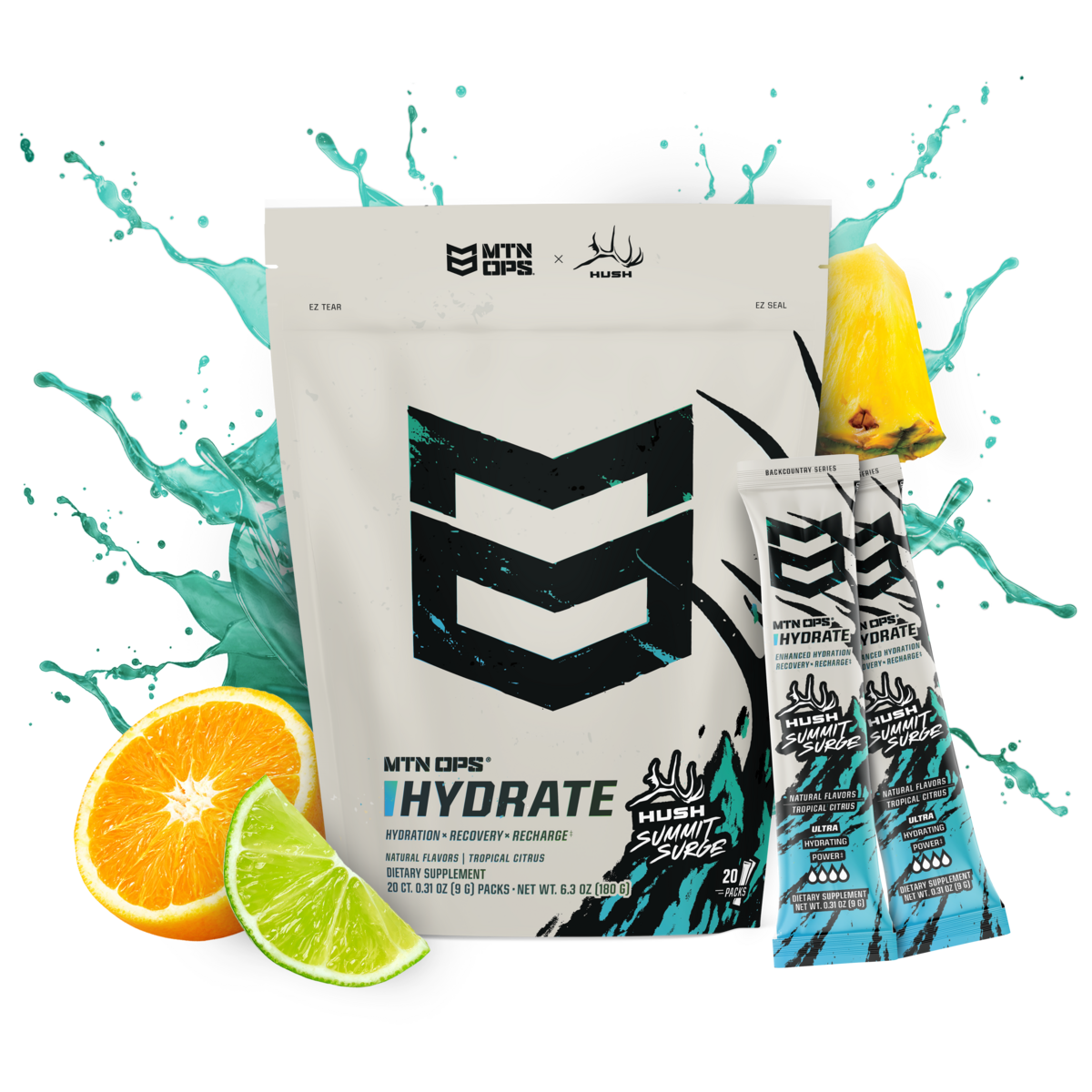 MTN OPS Hydrate HUSH Summit Surge — 20-count pouch and trail packs