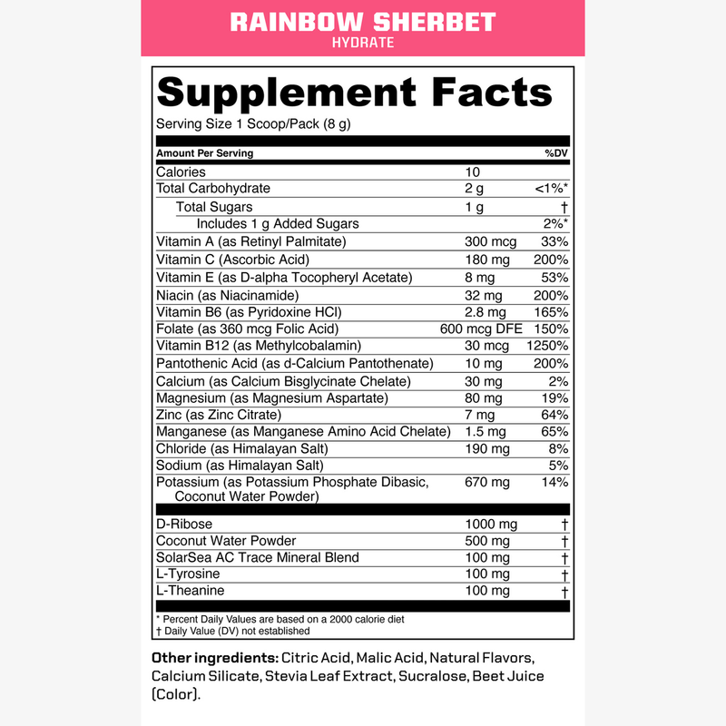 MTN OPS Hydrate Rainbow Sherbet — supplement facts