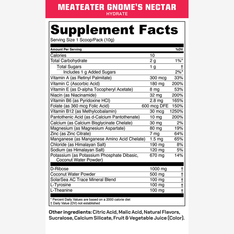 MTN OPS Hydrate Gnome's Nectar — supplement facts