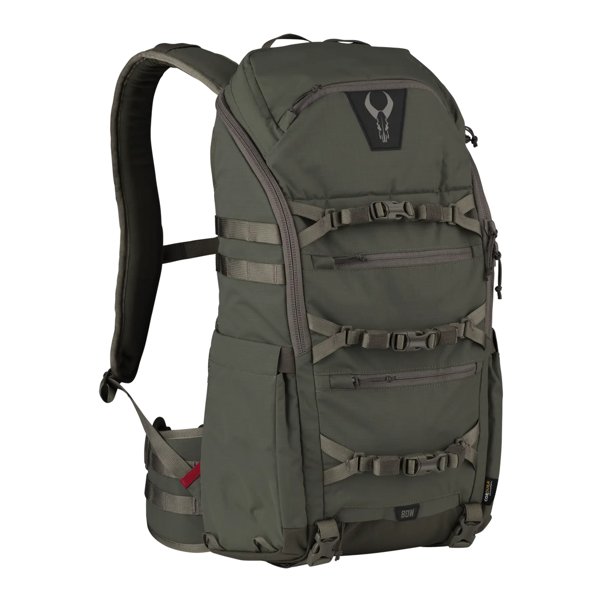 Badlands 3D Tack pack Olive — exterior compression and side storage