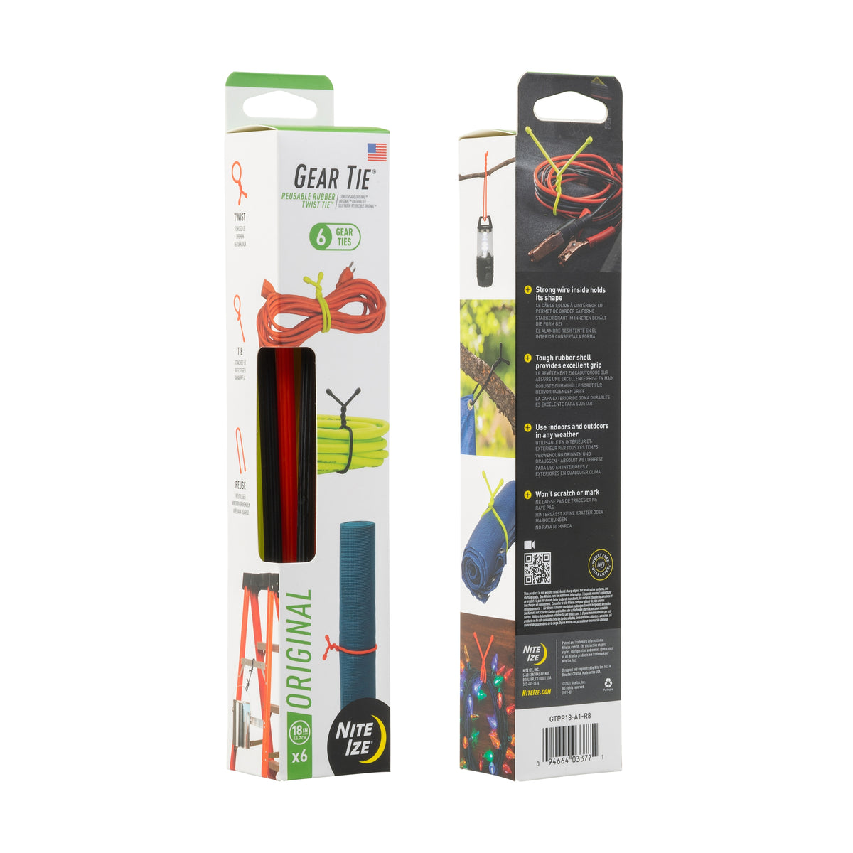 Nite Ize Gear Tie ProPack 18-inch Assorted 6-pack — packaging
