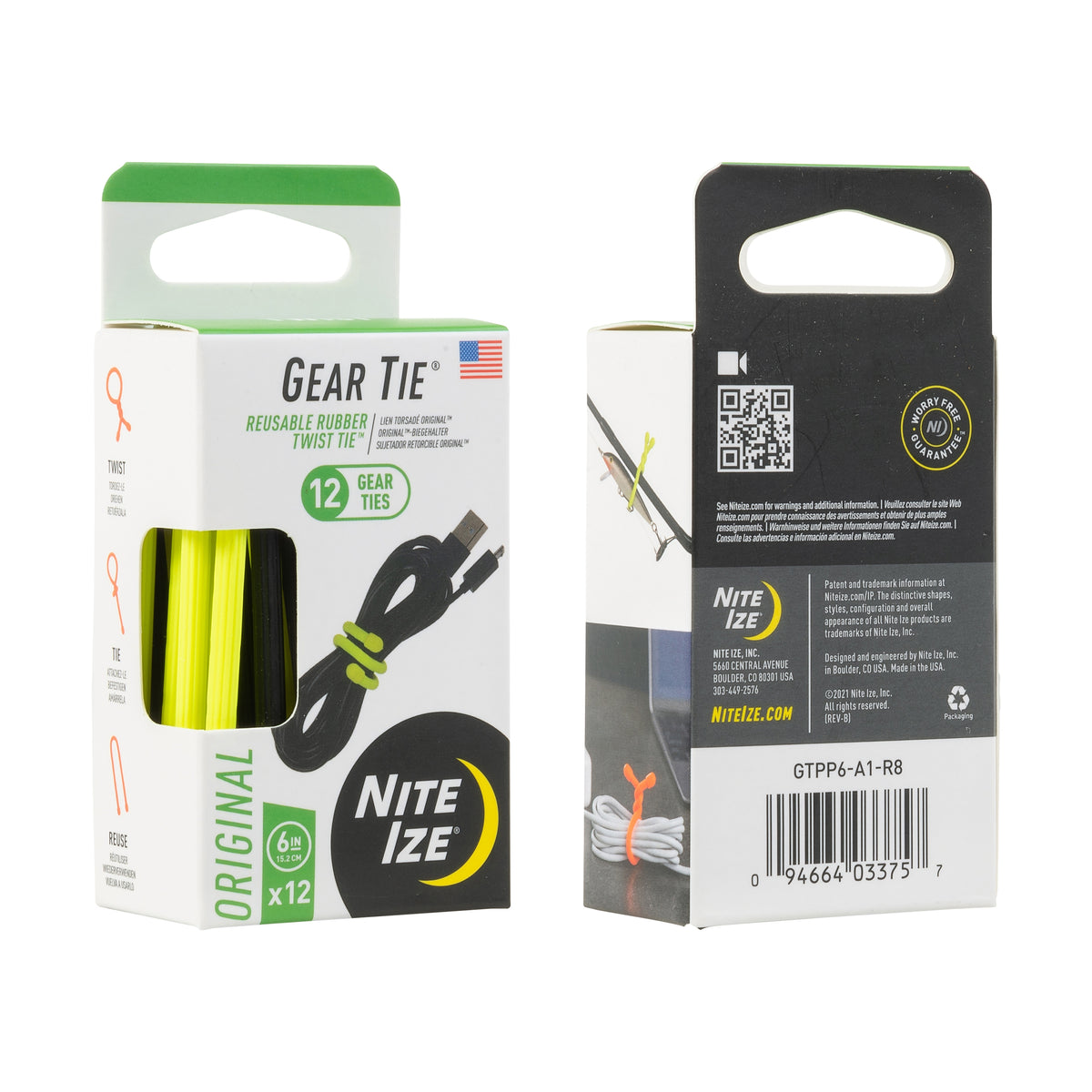 Nite Ize Gear Tie ProPack 6-inch Assorted 12-pack — packaging
