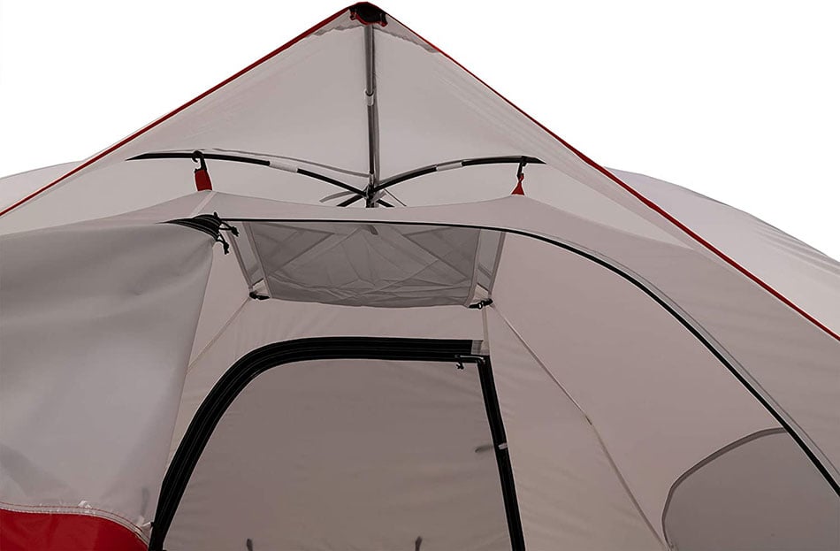 ALPS Meramac interior gear loft below the tent roof