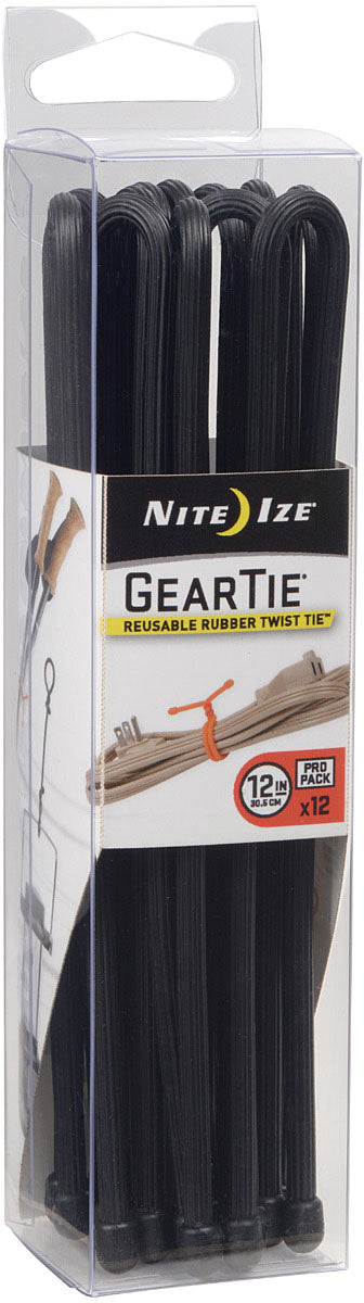 Nite Ize Gear Tie ProPacks - 12 inch, 12 Pack, Black