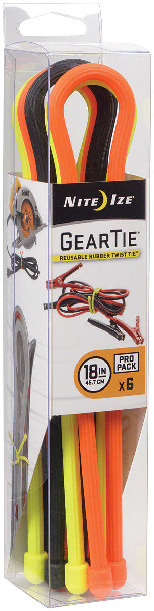 Nite Ize Gear Tie ProPacks - 18 inch, 6 Pack, Assorted