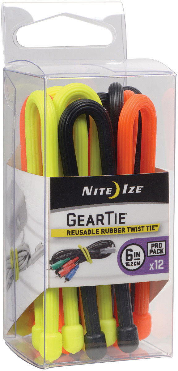 Nite Ize Gear Tie ProPacks - 6 inch, 12 Pack, Assorted