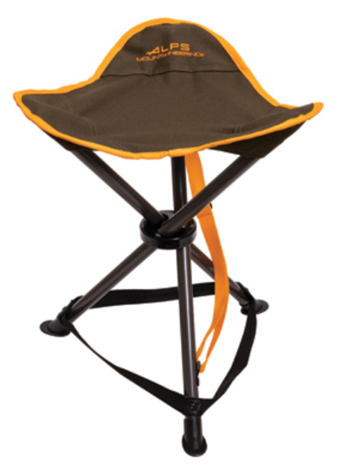 ALPS Tri-Leg Stool in Clay/Apricot with brown seat, orange trim and black legs