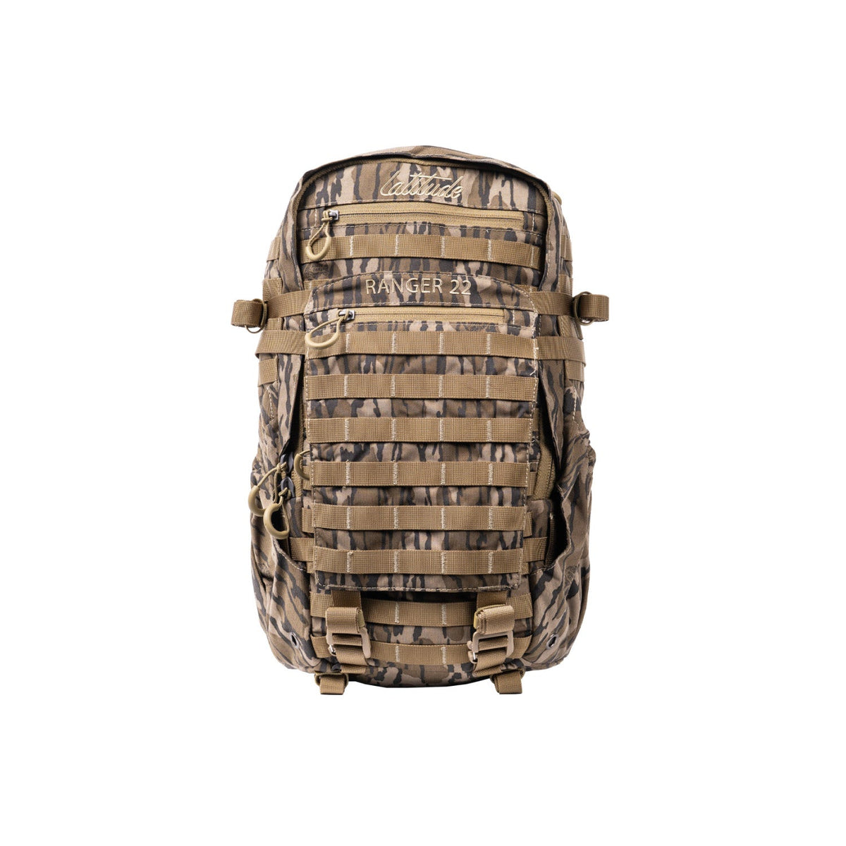 Latitude Outdoors Ranger 22 Mossy Oak Bottomland hunting backpack, front view