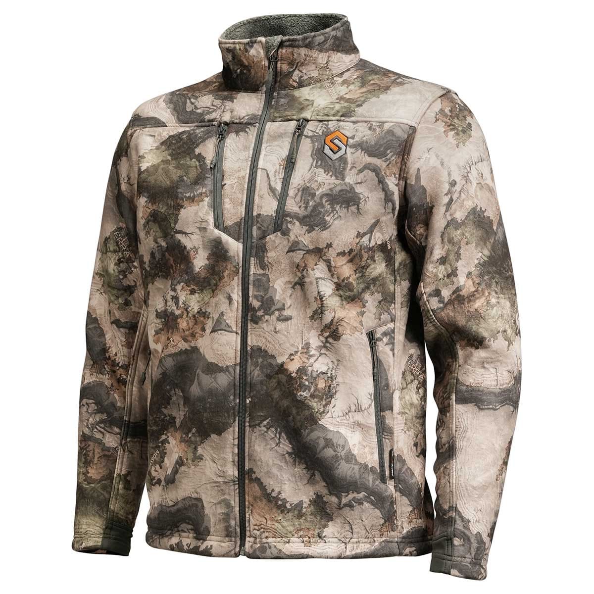 ScentLok BE:1 Silentude Jacket in Mossy Oak Terra Gila, opposite angled front view