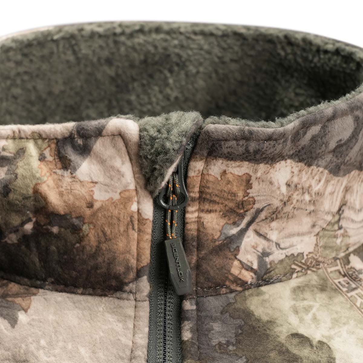 ScentLok BE:1 Silentude Jacket collar lining and front zipper close-up
